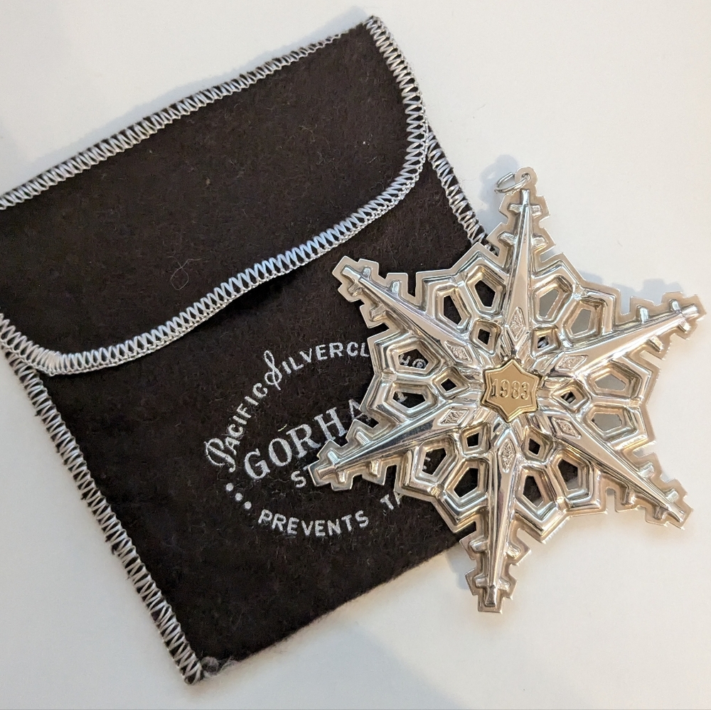 1983 Vintage Gorham Sterling Gold Filled Christmas Snowflake Ornament